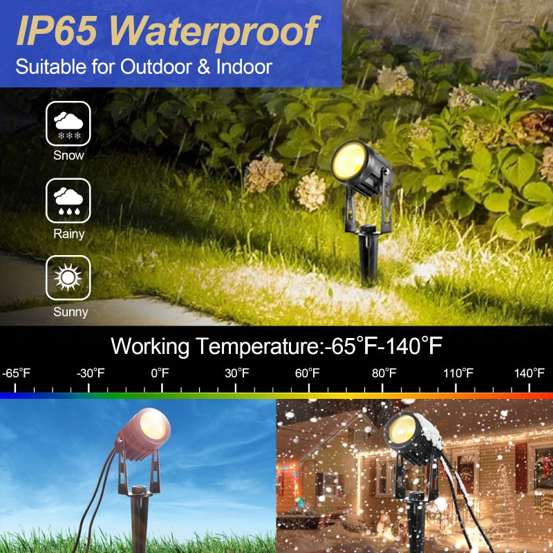 GreenClick Landscape Lighting, 3W 12V Extendable Low Voltage 6 in 1 Landscape Lights with Transformer IP65 Waterproof 1800 Lumen Outdoor Spotlight for Garden Walls Trees Flag Pathway, Warm White - Image 3